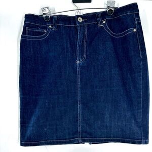 Nine West Dark Indigo Blue Denim Jean Pencil Skirt Sz 14/32